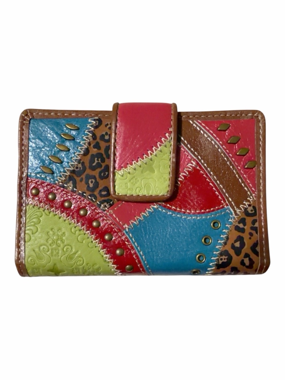Vintage Fossil Patchwork Leather Wallet